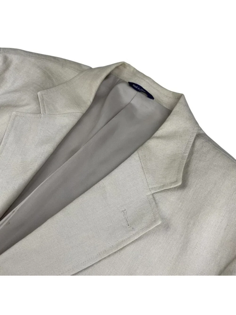 Alan Flusser Men’s 100% Linen 2-Button Blazer Jacket Beige • 46R | XL